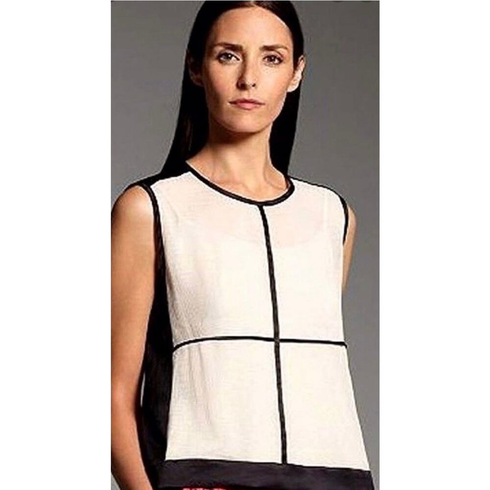 Narciso Rodriguez DesignNation Sheer Contemporary Colorblock Tank | L